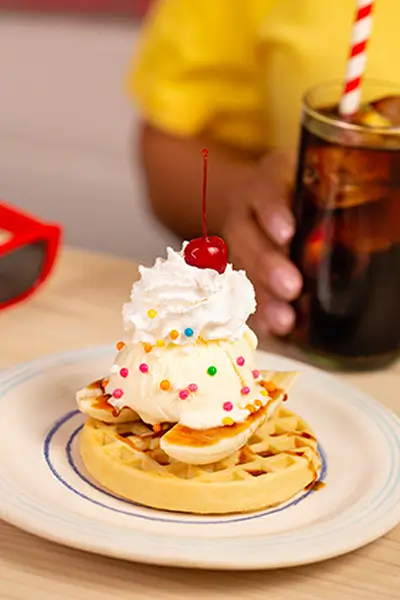 Foto da receita: Waffle banana split